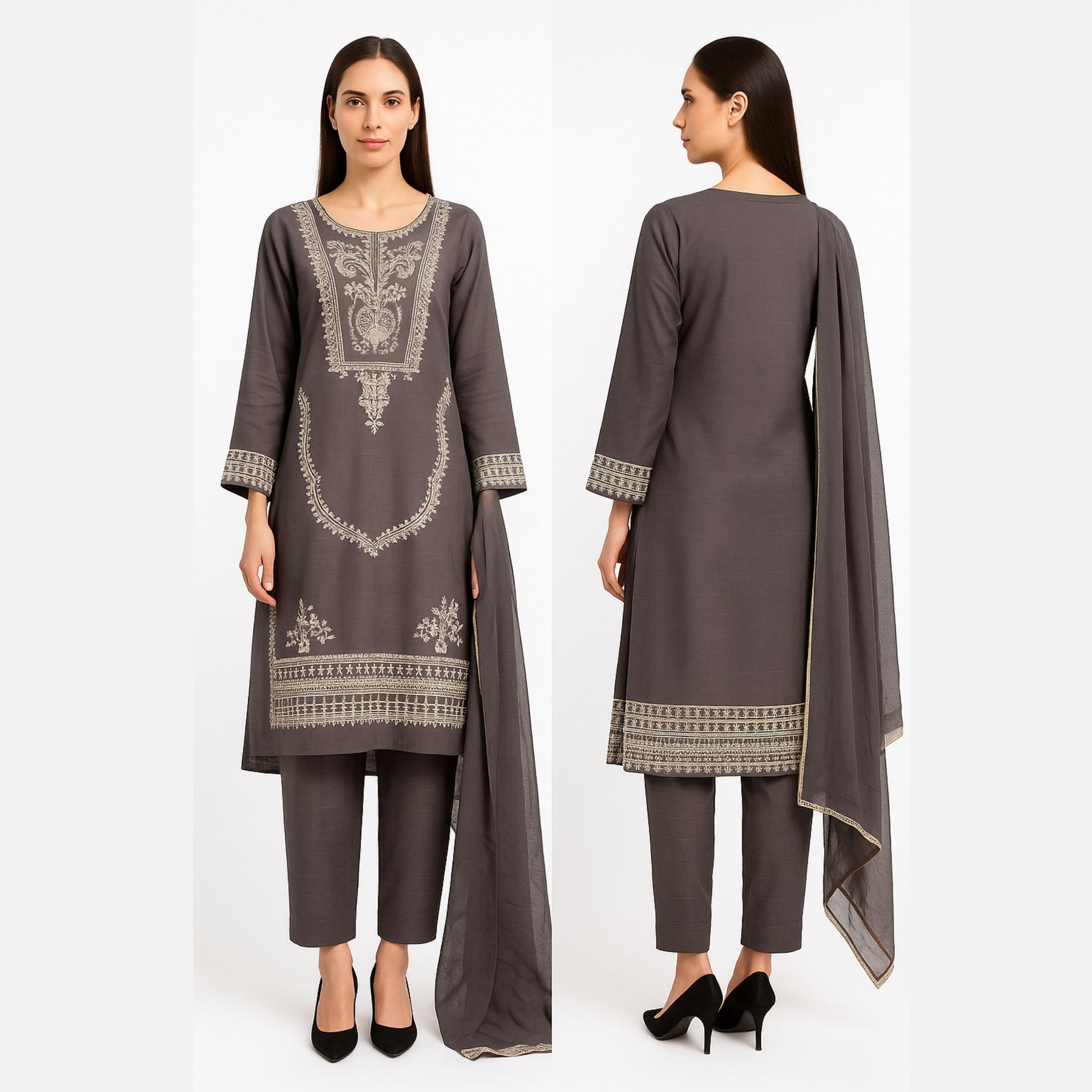 Almaarij-Embroidered Lawn Stitched Dress