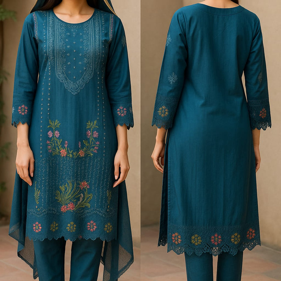 Almaarij-Embroidered Lawn Stitched Dress