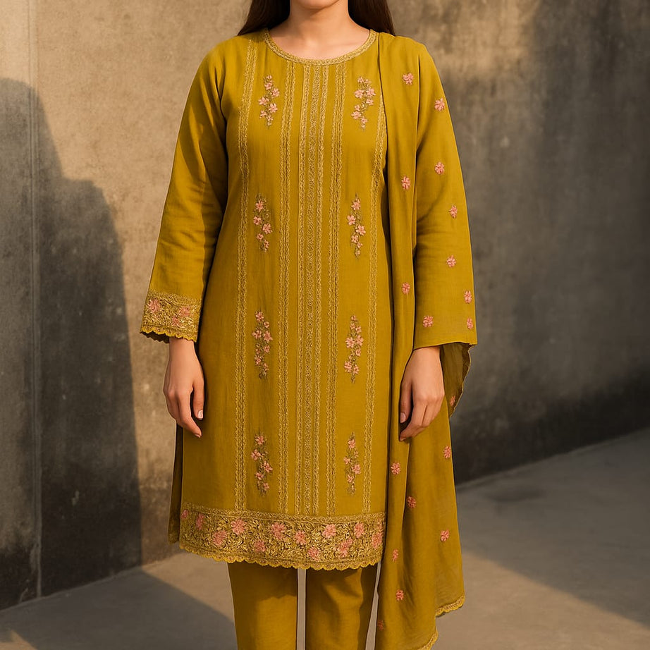 Almaarij- Embroidered Lawn Stitched Dress