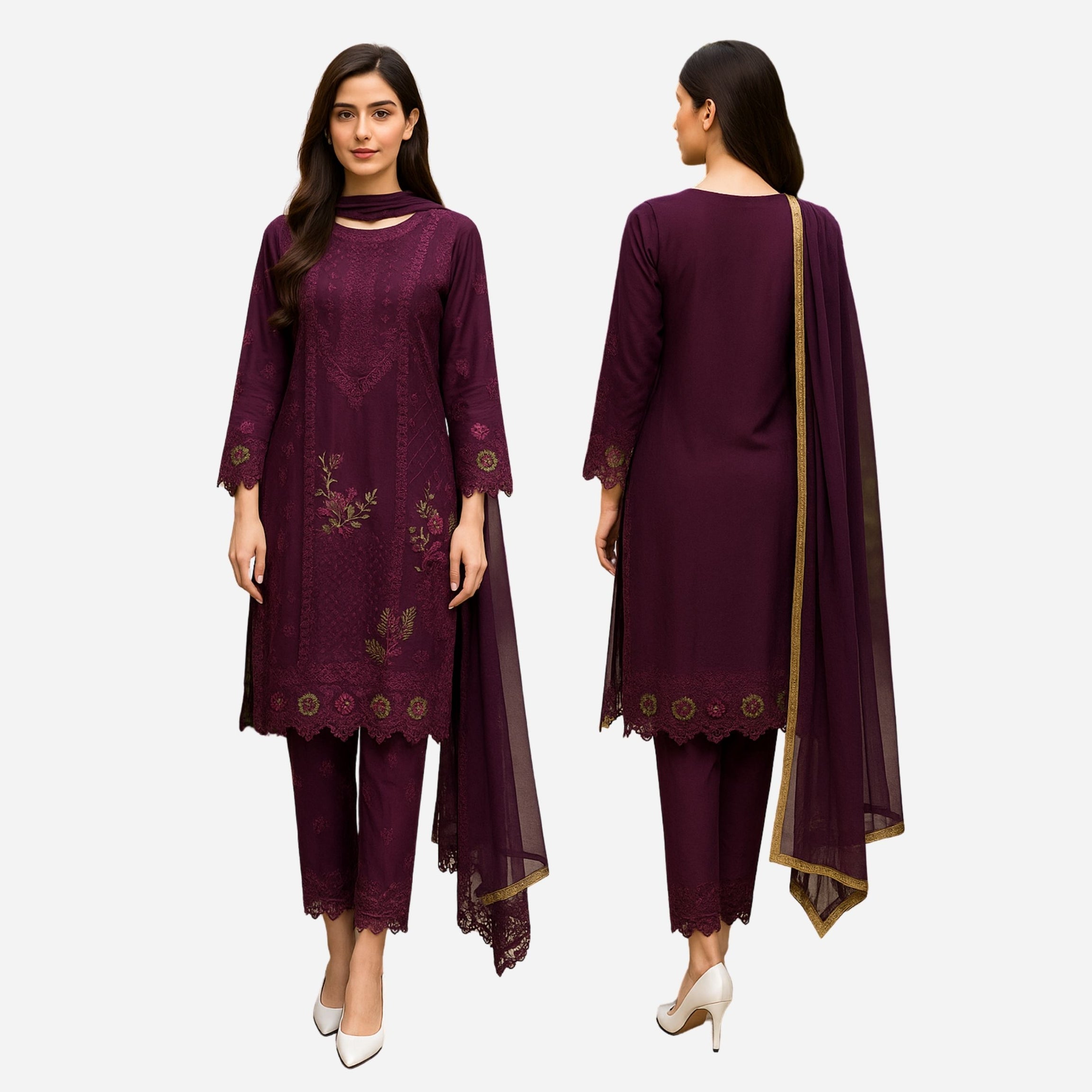 Almaarij-Embroidered Lawn Stitched Dress