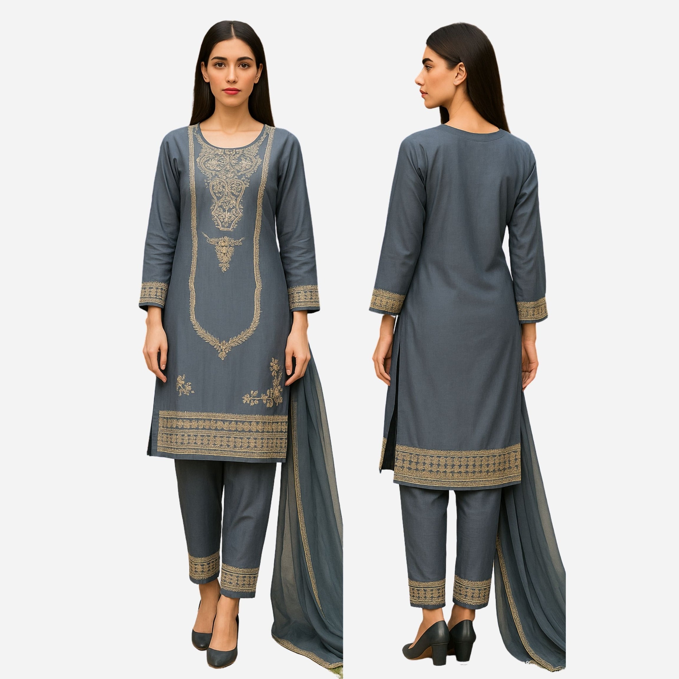 Almaarij-Embroidered Lawn Stitched Dress