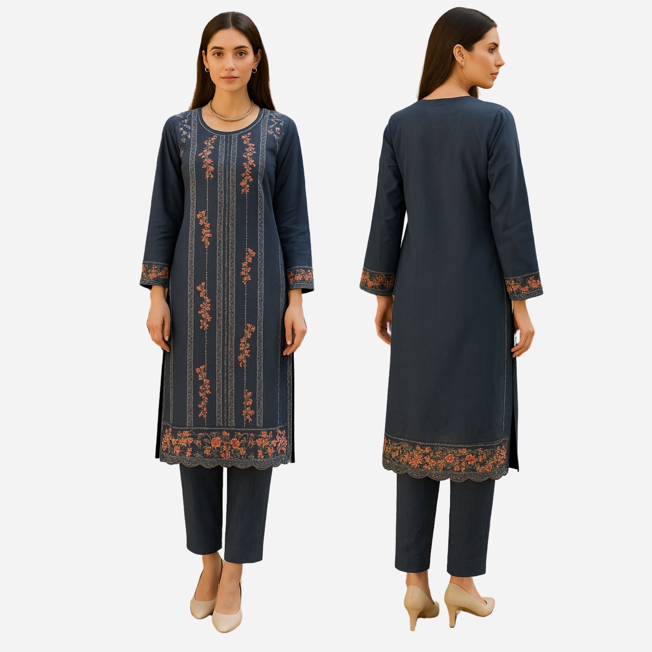 Almaarij- Embroidered Lawn Stitched Dress