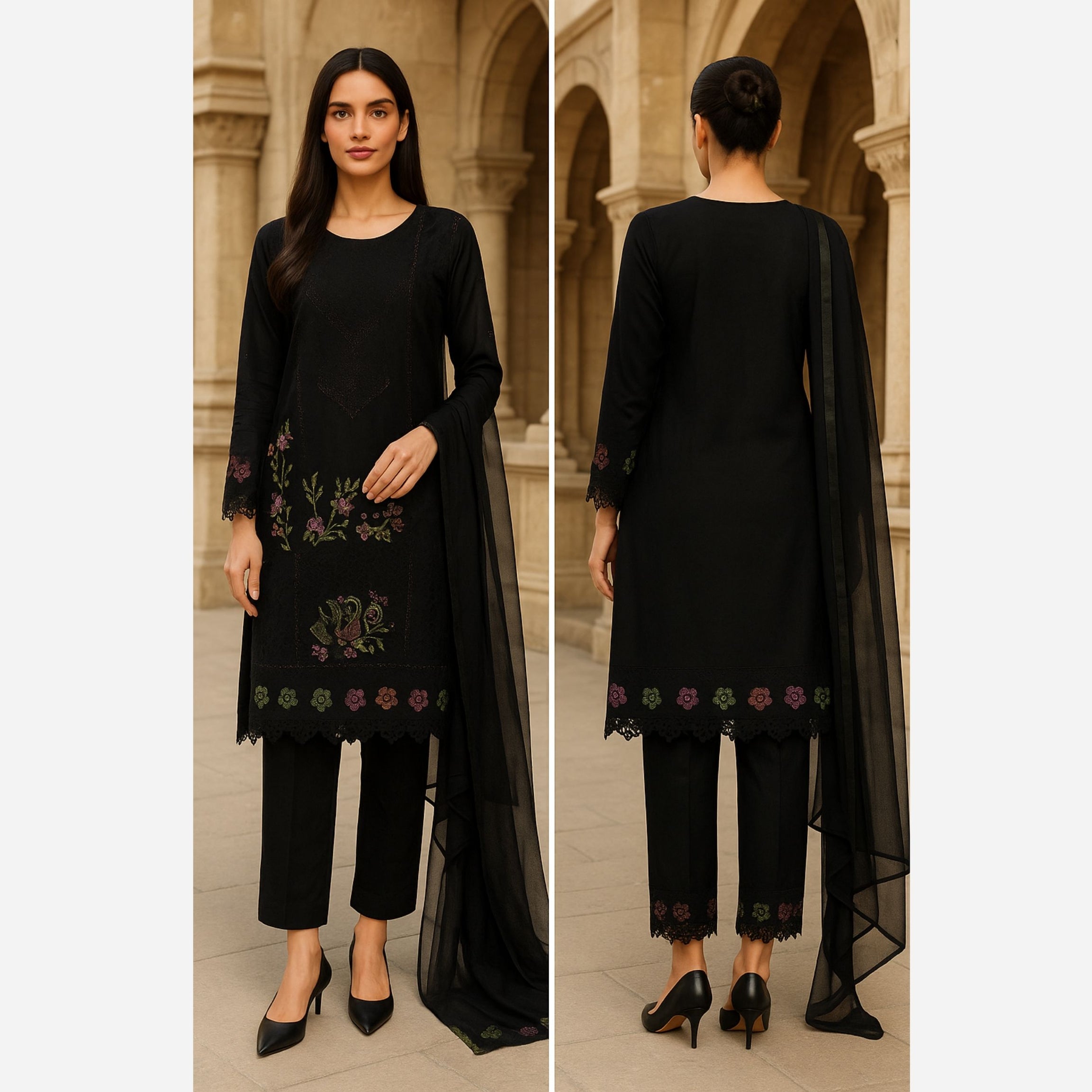 Almaarij-Embroidered Lawn Stitched Dress