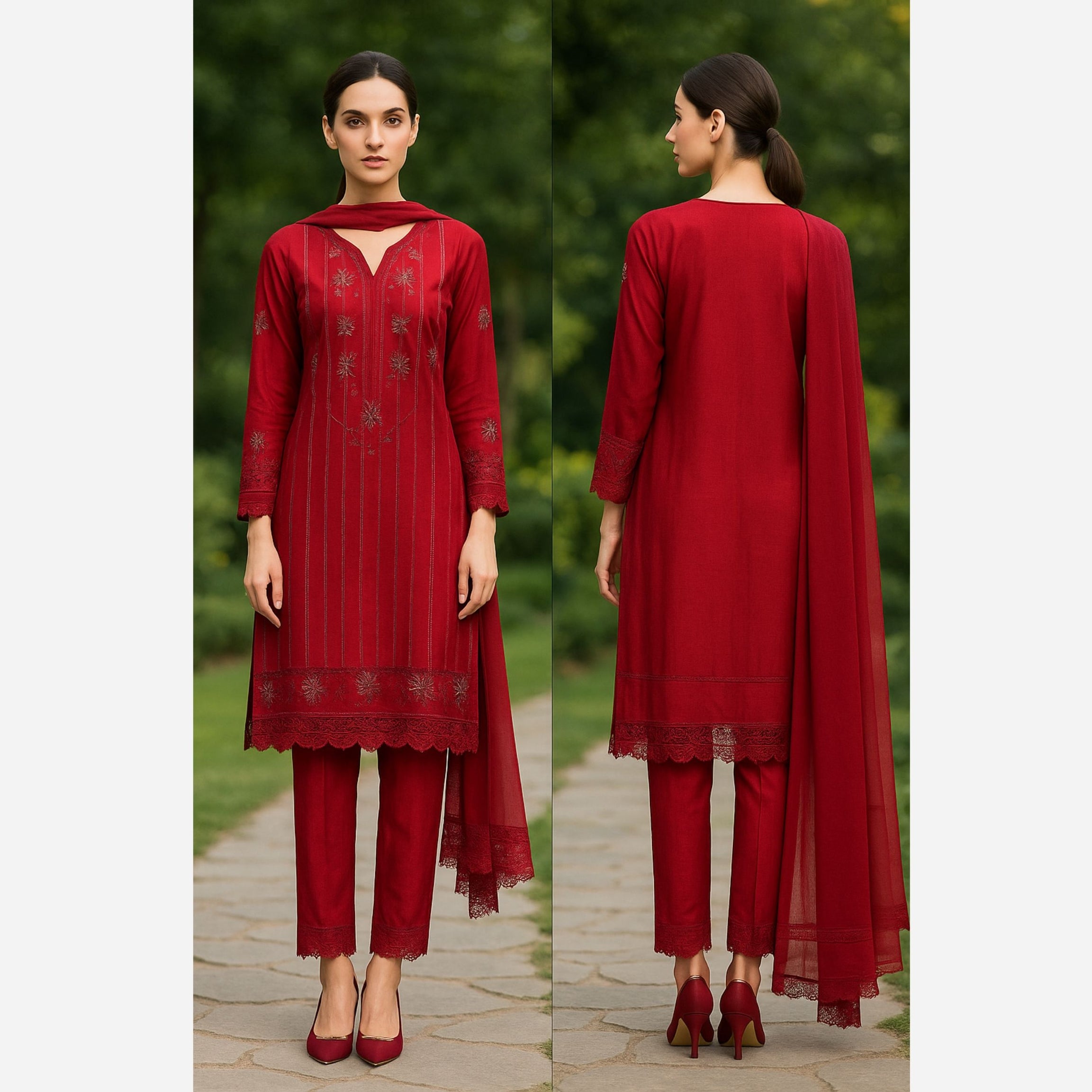 Almaarij-Embroidered Lawn Stitched Dress