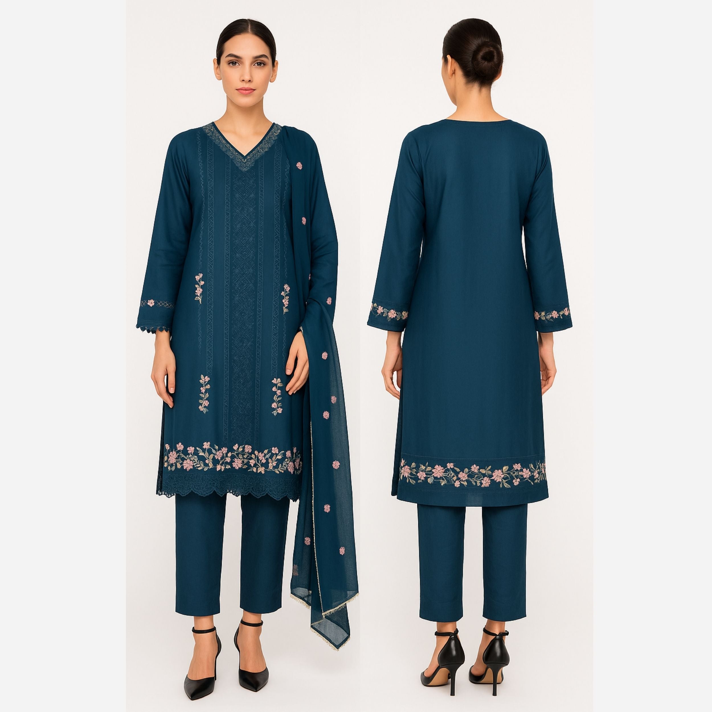 Almaarij-Embroidered Lawn Stitched Dress